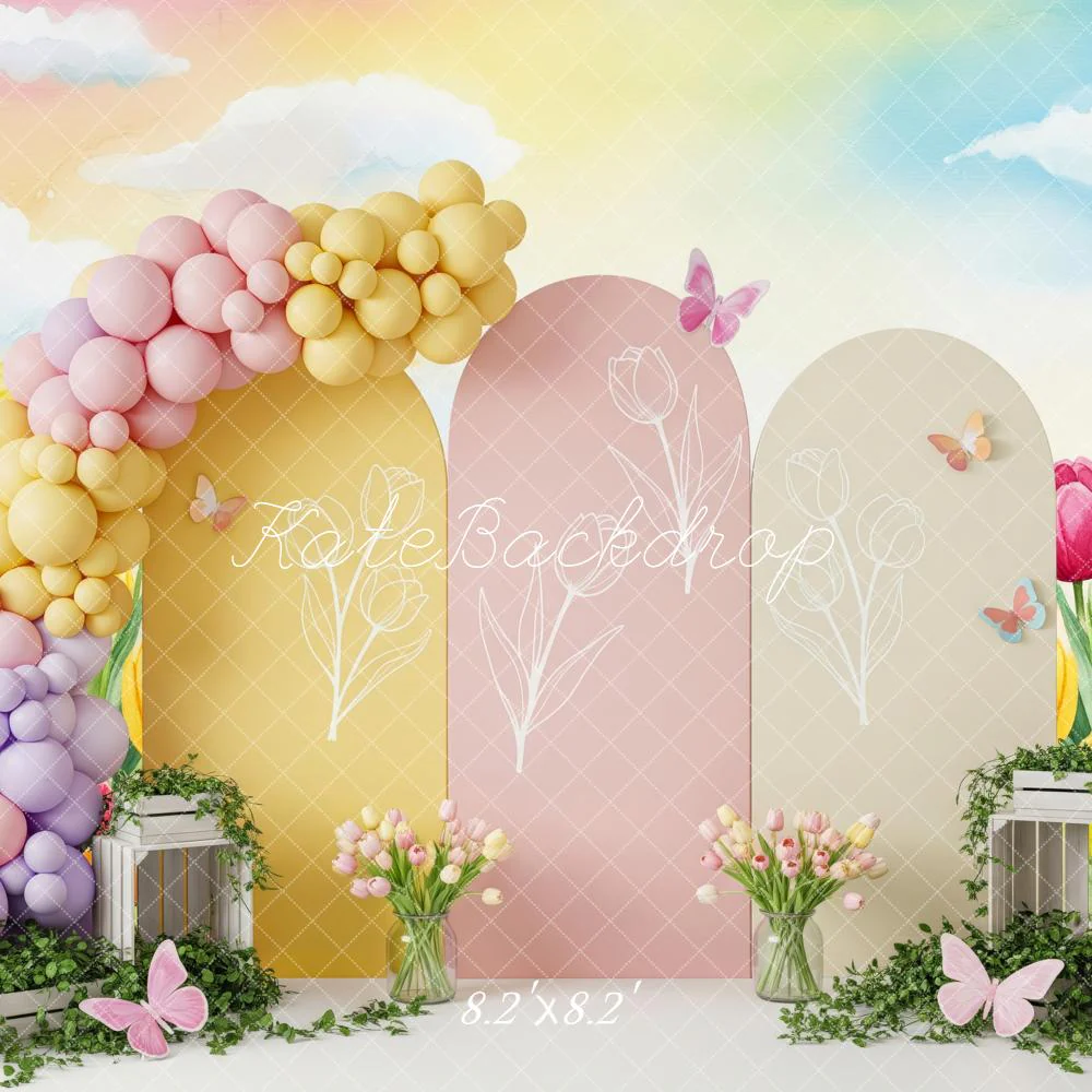 Kate Spring Tulips Balloons Butterflies Panels Backdrop Designed by Patty Robert - Image 5