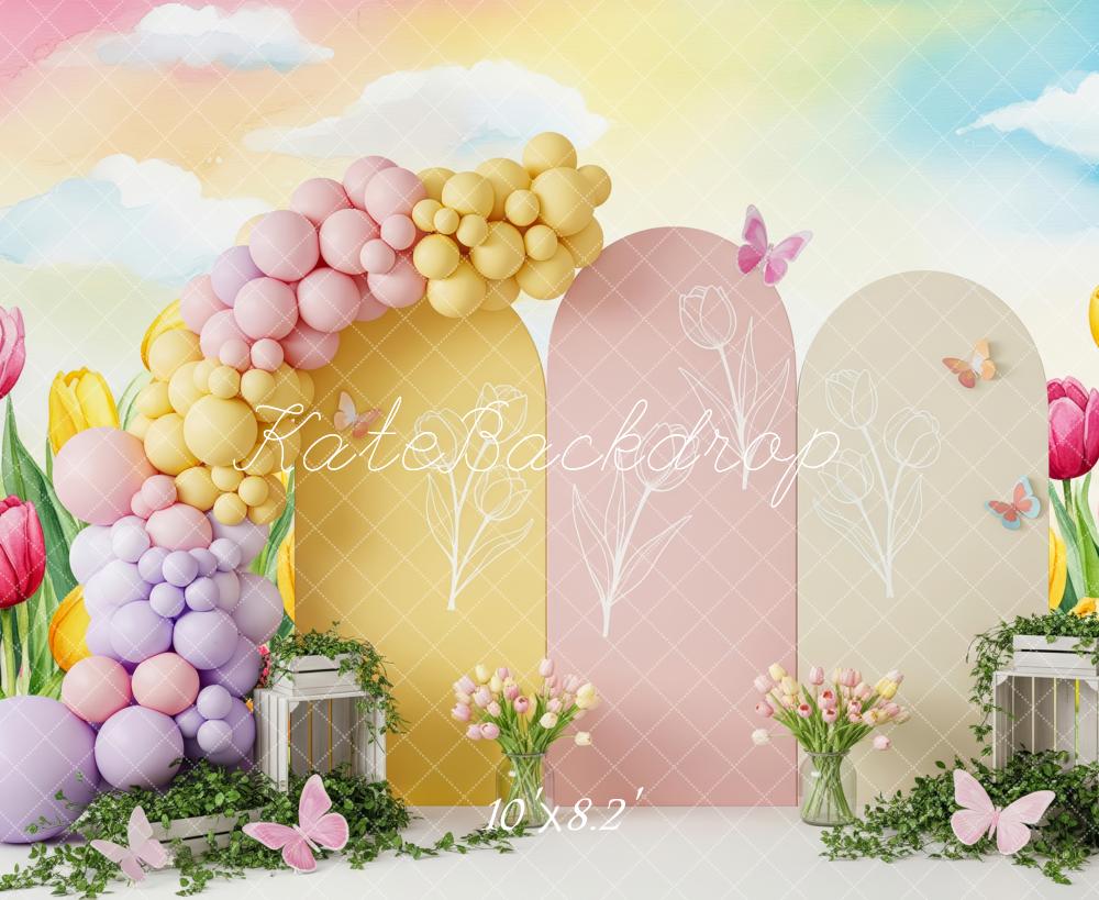 Kate Spring Tulips Balloons Butterflies Panels Backdrop Designed by Patty Robert - Image 6