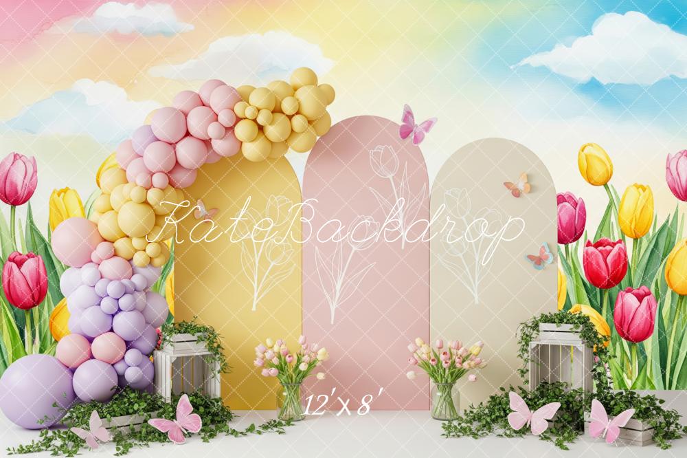 Kate Spring Tulips Balloons Butterflies Panels Backdrop Designed by Patty Robert - Image 8