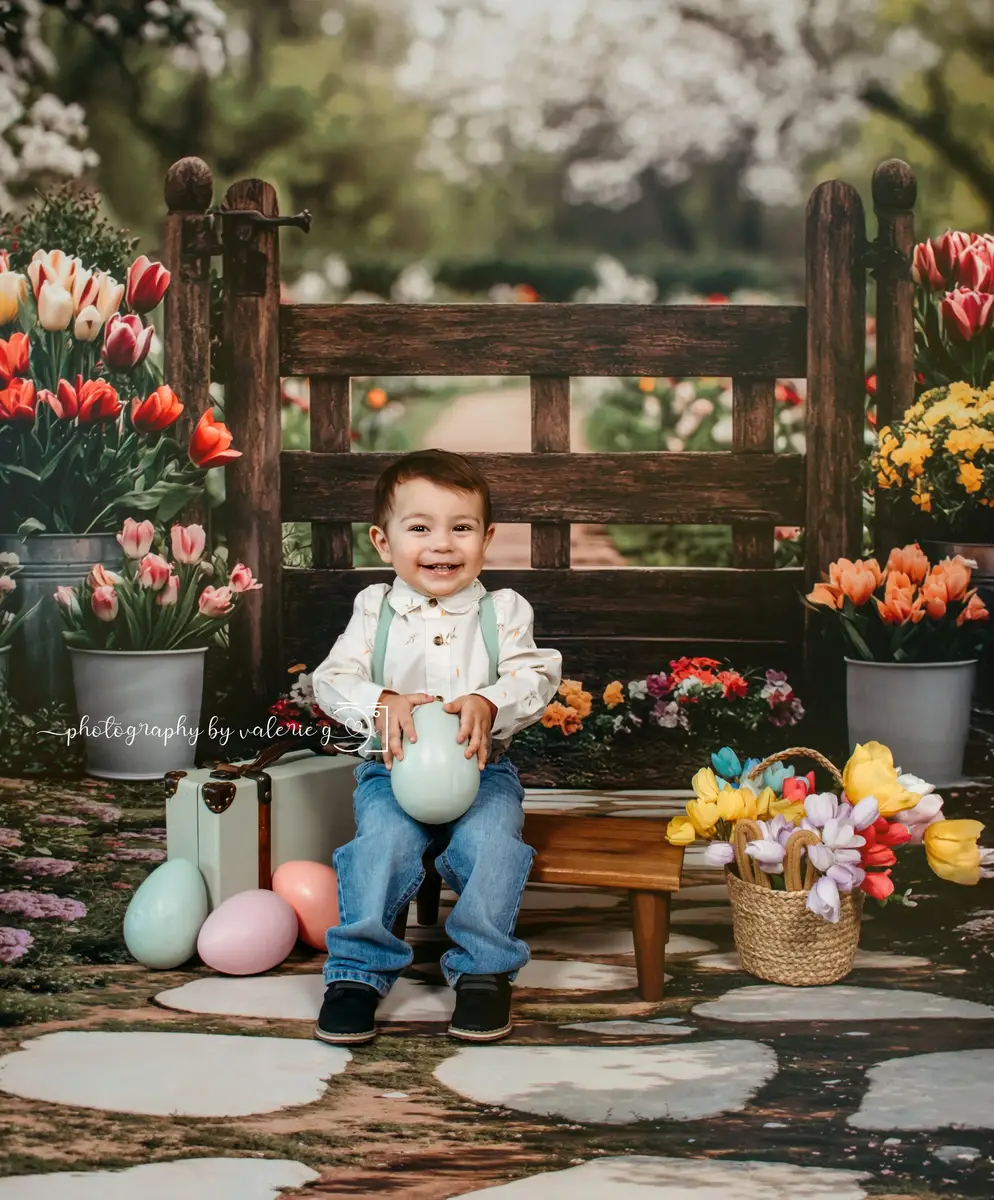 Kate Spring Tulips Garden Backdrop Designed by Mini MakeBelieve - Image 4