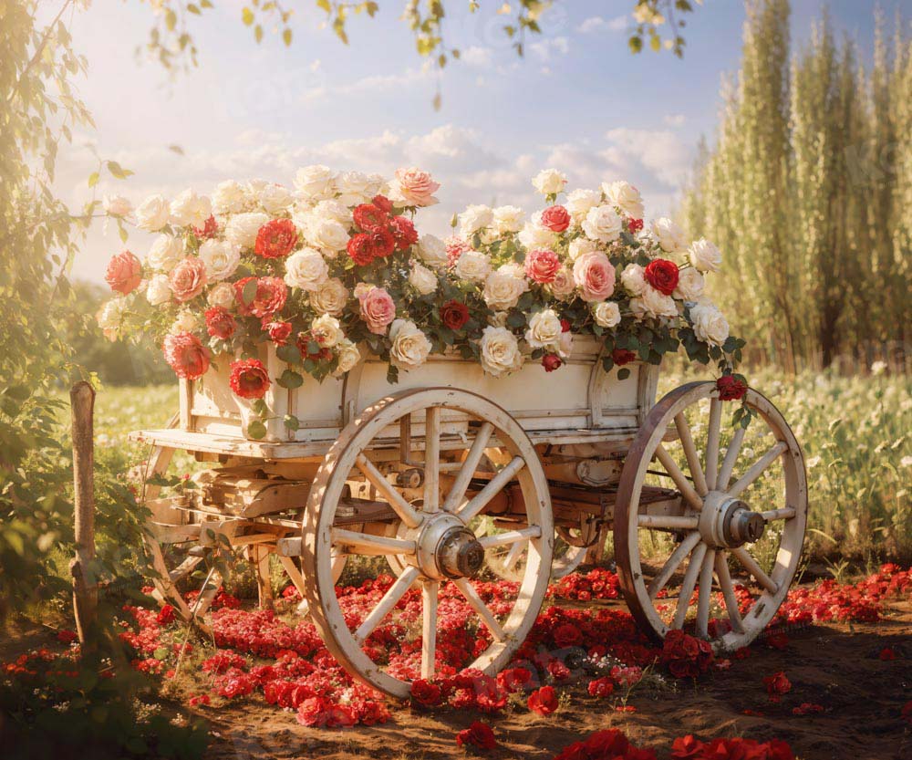 Kate Spring Valentine's Day Floral Cart Backdrop Designed by Emetselch - Image 3