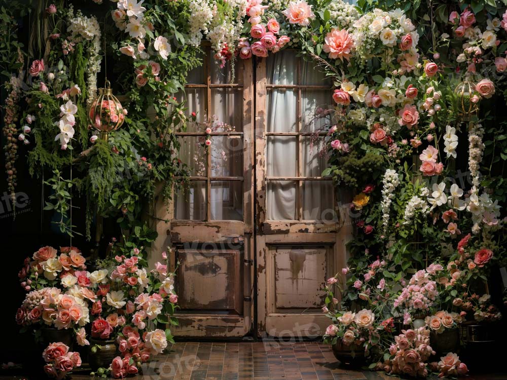 Kate Spring Valentine's Day Flowers Wooden Door Backdrop Designed by Chain Photography - Image 3