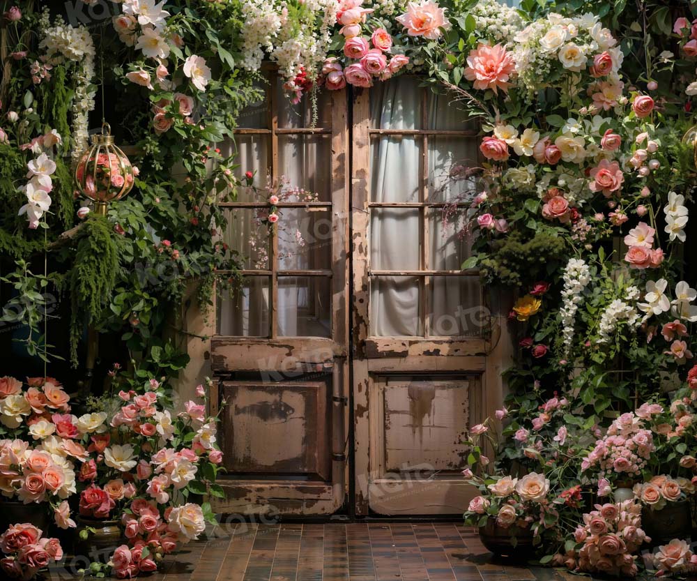 Kate Spring Valentine's Day Flowers Wooden Door Backdrop Designed by Chain Photography - Image 4