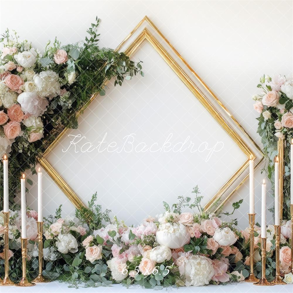 Kate Spring Wedding Floral Frame Candle Backdrop Designed by Mini MakeBelieve - Image 2
