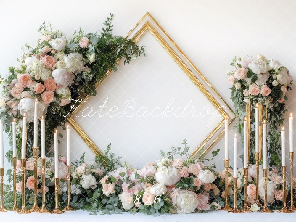 Kate Spring Wedding Floral Frame Candle Backdrop Designed by Mini MakeBelieve - Image 3