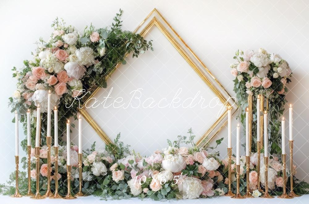 Kate Spring Wedding Floral Frame Candle Backdrop Designed by Mini MakeBelieve - Image 4