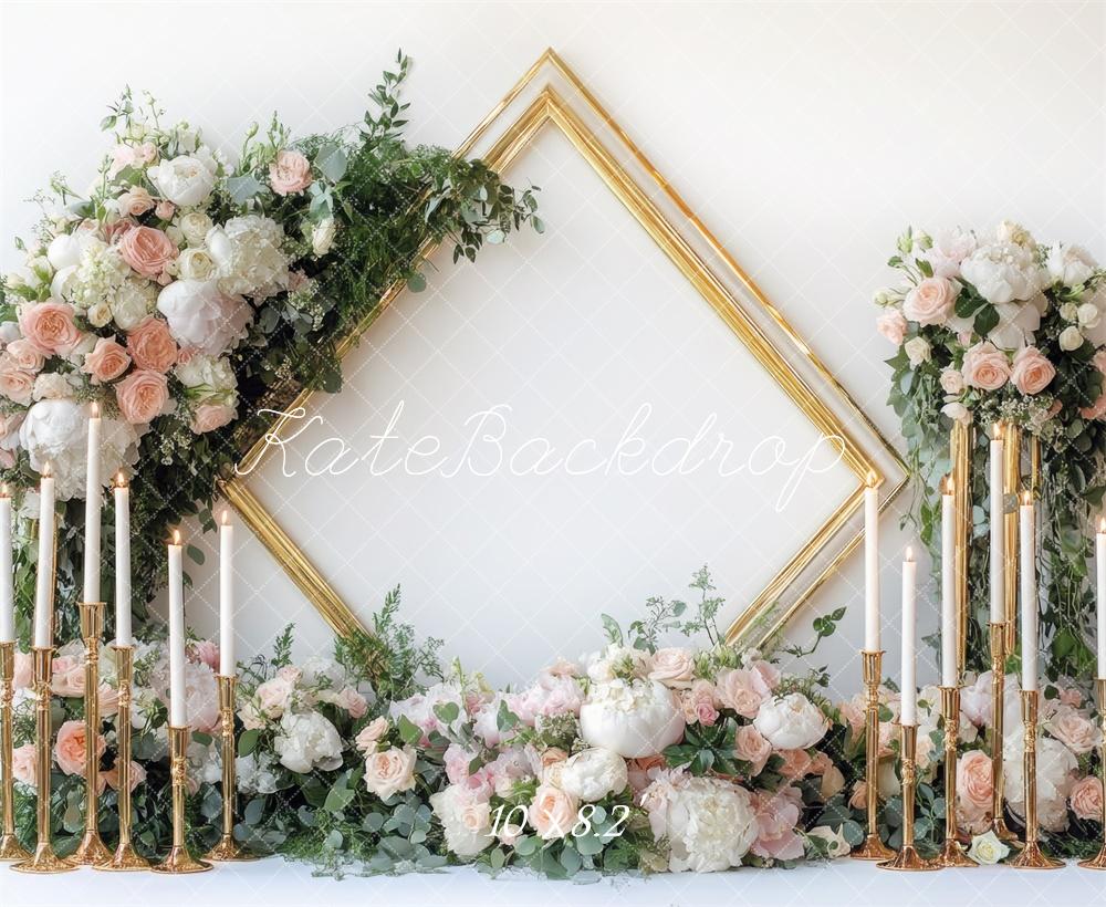 Kate Spring Wedding Floral Frame Candle Backdrop Designed by Mini MakeBelieve - Image 5