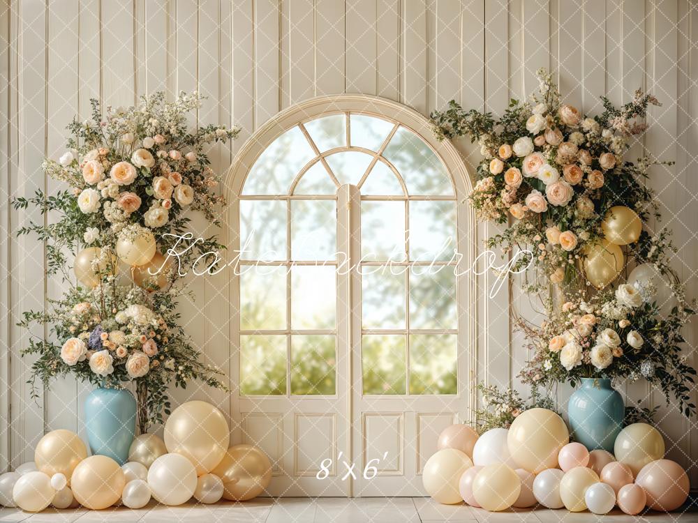 Kate Spring Wedding Floral Window Balloons Backdrop Designed by Emetselch - Image 3
