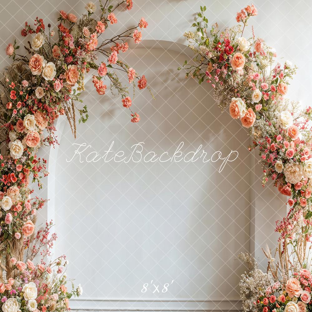 Kate Spring Wedding Flowers White Arch Backdrop Designed by Emetselch - Image 4