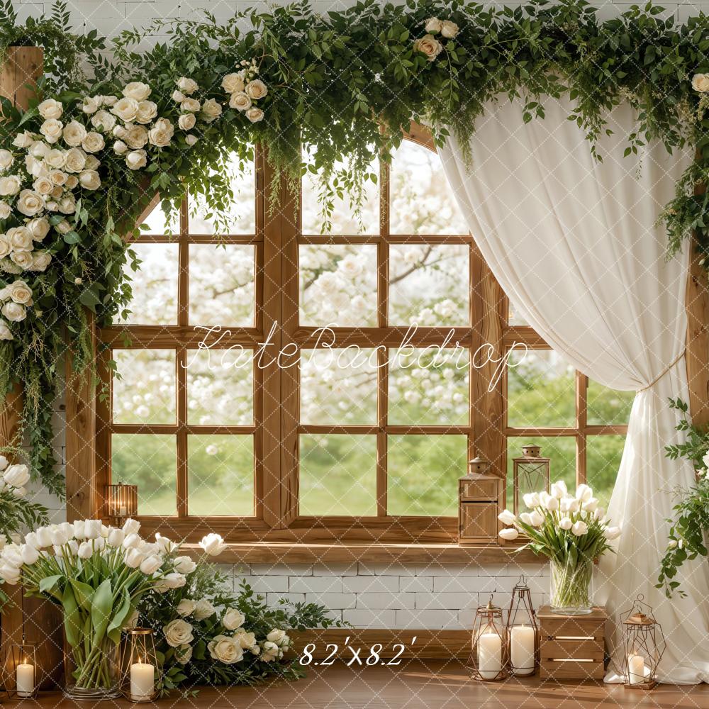 Kate Spring Wedding White Roses Floral Window Backdrop Designed by Emstselch - Image 6