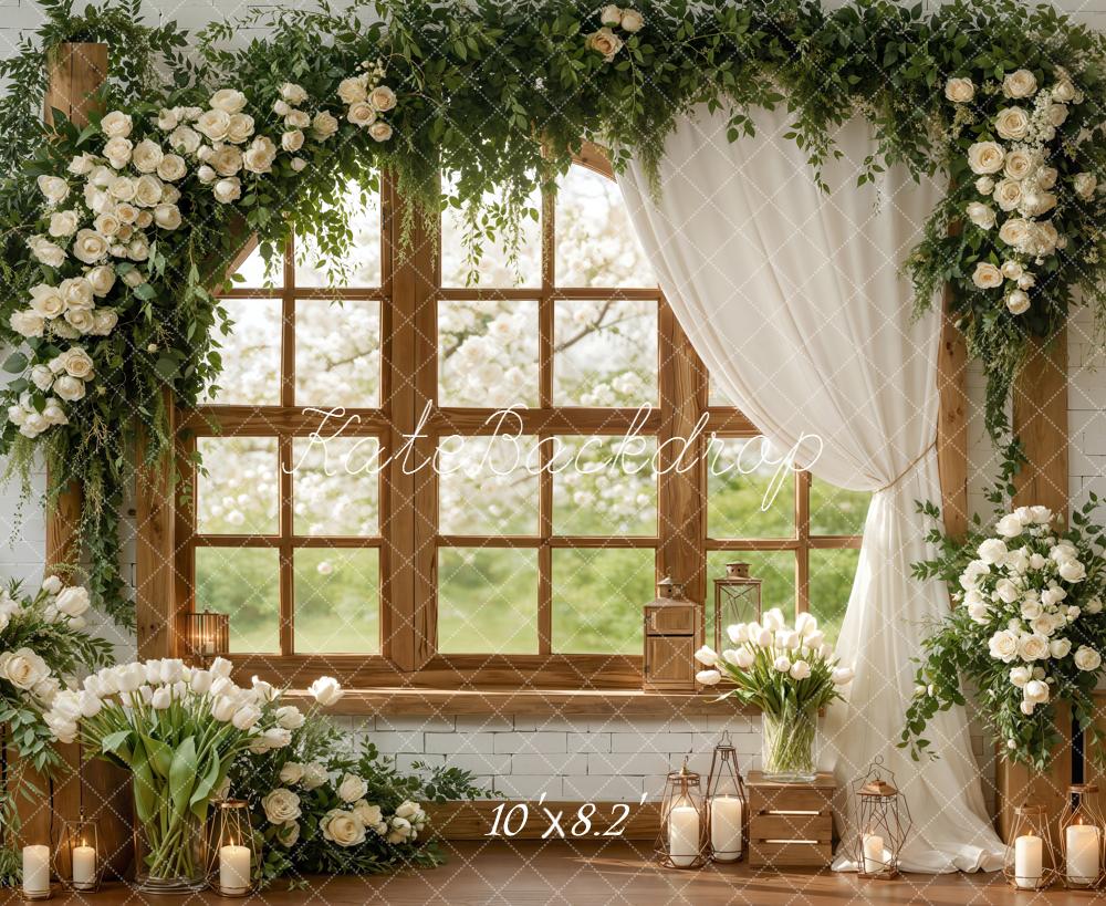Kate Spring Wedding White Roses Floral Window Backdrop Designed by Emstselch - Image 7