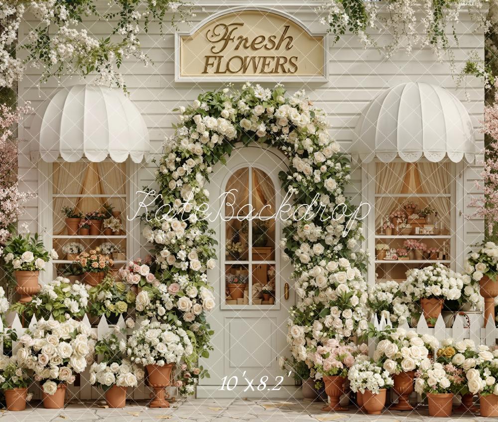 Kate Spring White Blossoms Arch Shop Fleece Backdrop Designed by Emetselch - Image 3