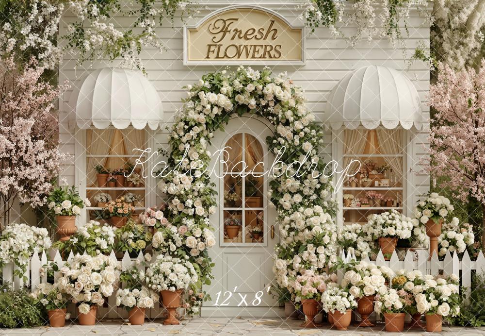 Kate Spring White Blossoms Arch Shop Fleece Backdrop Designed by Emetselch - Image 4