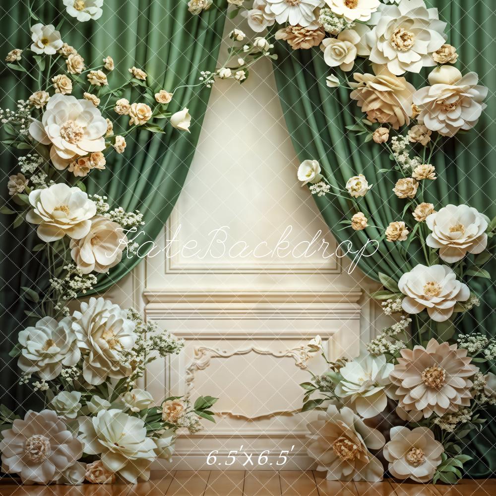 Kate Spring White Flower Green Curtain Wall Backdrop Designed by Emetselch - Image 2