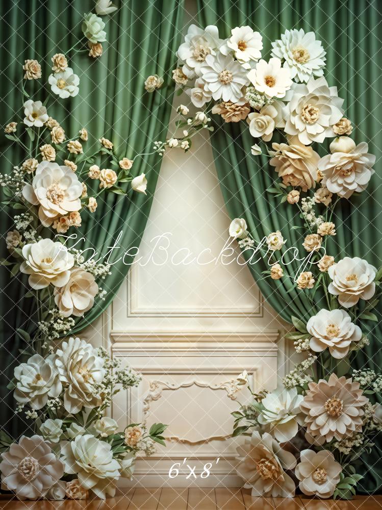 Kate Spring White Flower Green Curtain Wall Backdrop Designed by Emetselch - Image 3