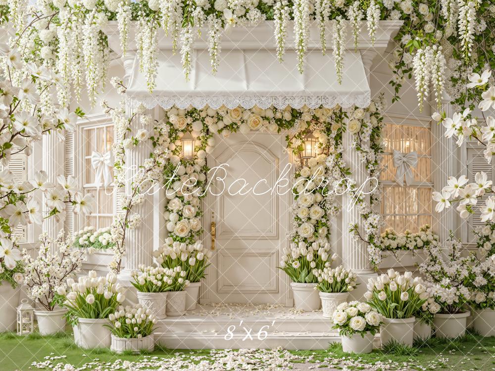 Kate Spring White Flowers Cottage Backdrop Designed by Emetselch - Image 3