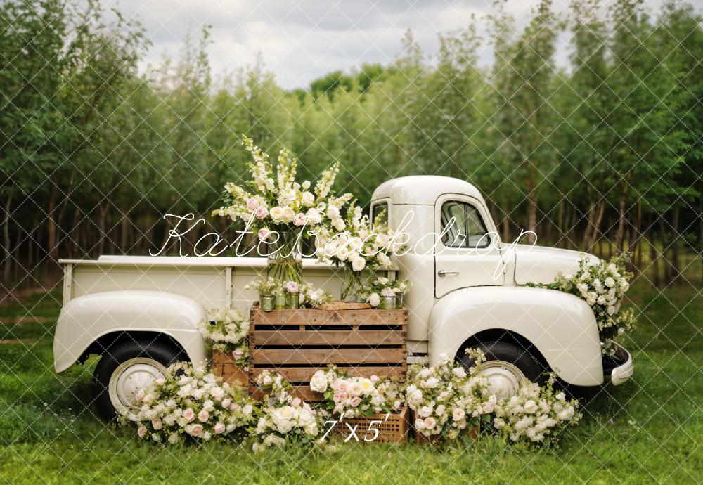Kate Spring White Flowers Truck Backdrop Designed by Chain Photography - Image 2