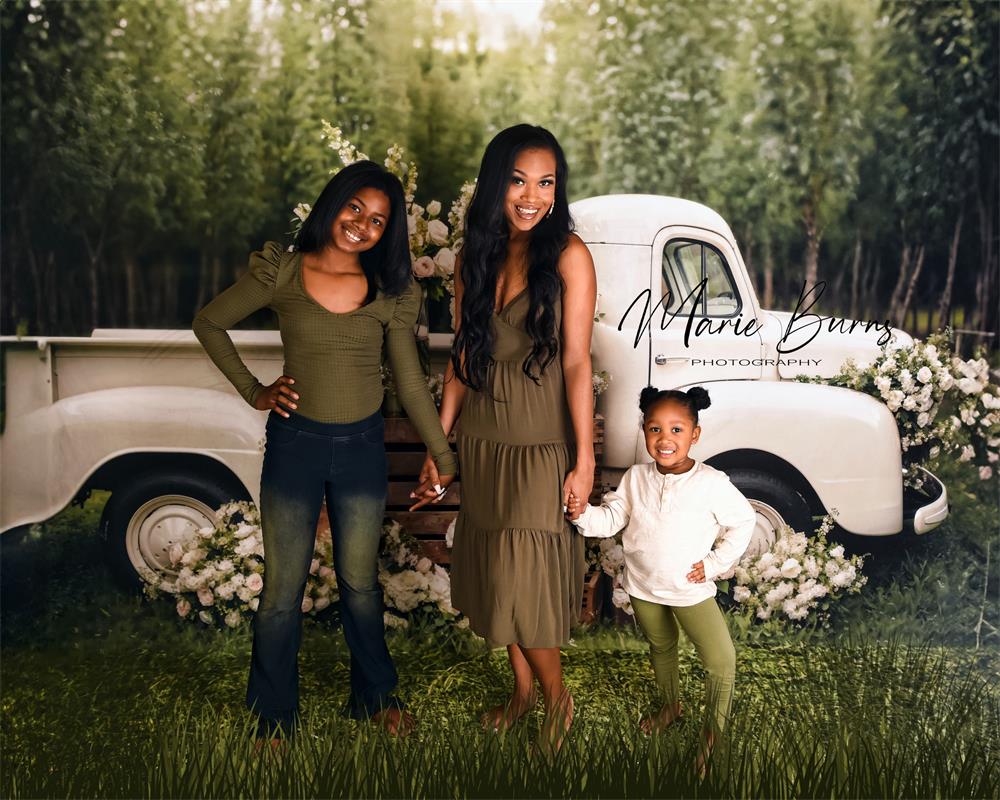 Kate Spring White Flowers Truck Backdrop Designed by Chain Photography - Image 5