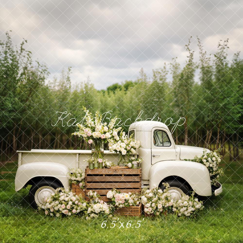 Kate Spring White Flowers Truck Backdrop Designed by Chain Photography - Image 6