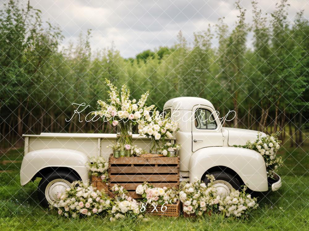Kate Spring White Flowers Truck Backdrop Designed by Chain Photography - Image 7