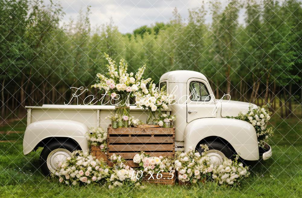 Kate Spring White Flowers Truck Backdrop Designed by Chain Photography - Image 8