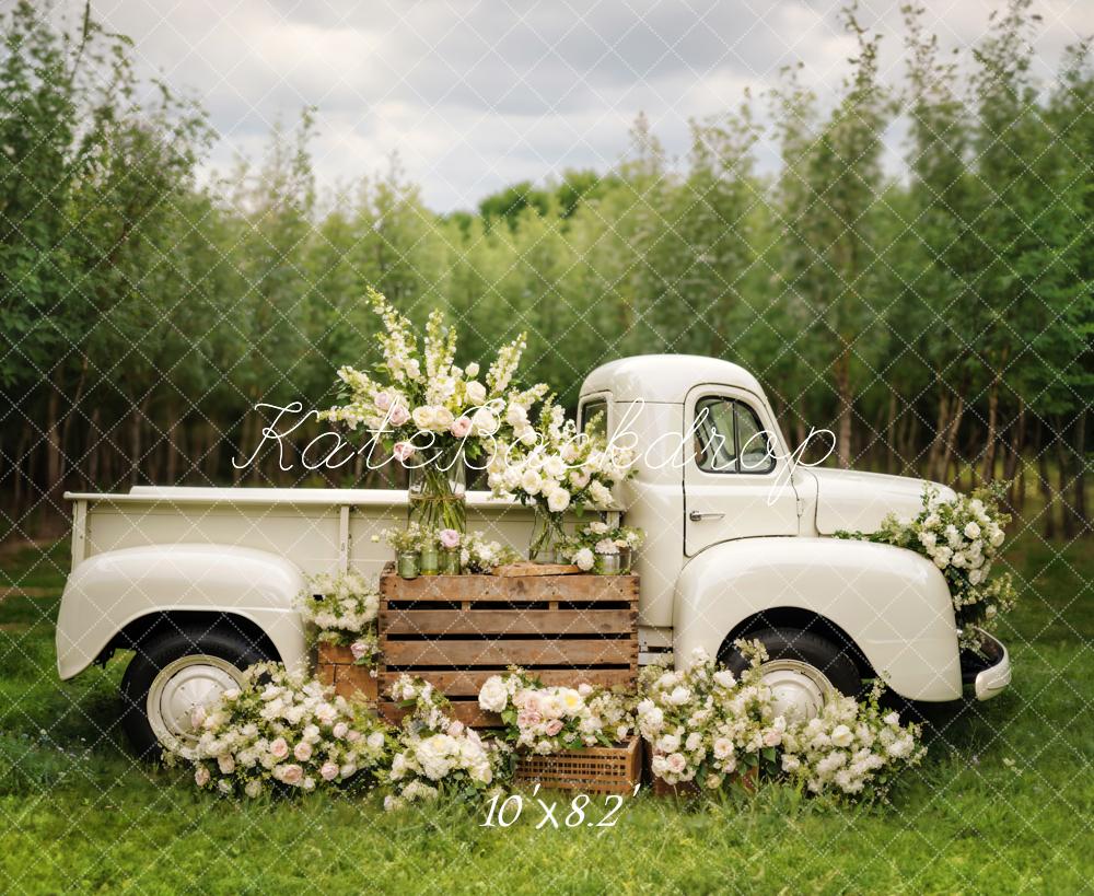 Kate Spring White Flowers Truck Backdrop Designed by Chain Photography - Image 9