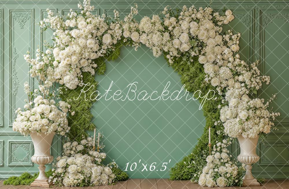 Kate Spring White Roses Arch Ornate Panels Fleece Backdrop Designed by Emstselch - Image 2