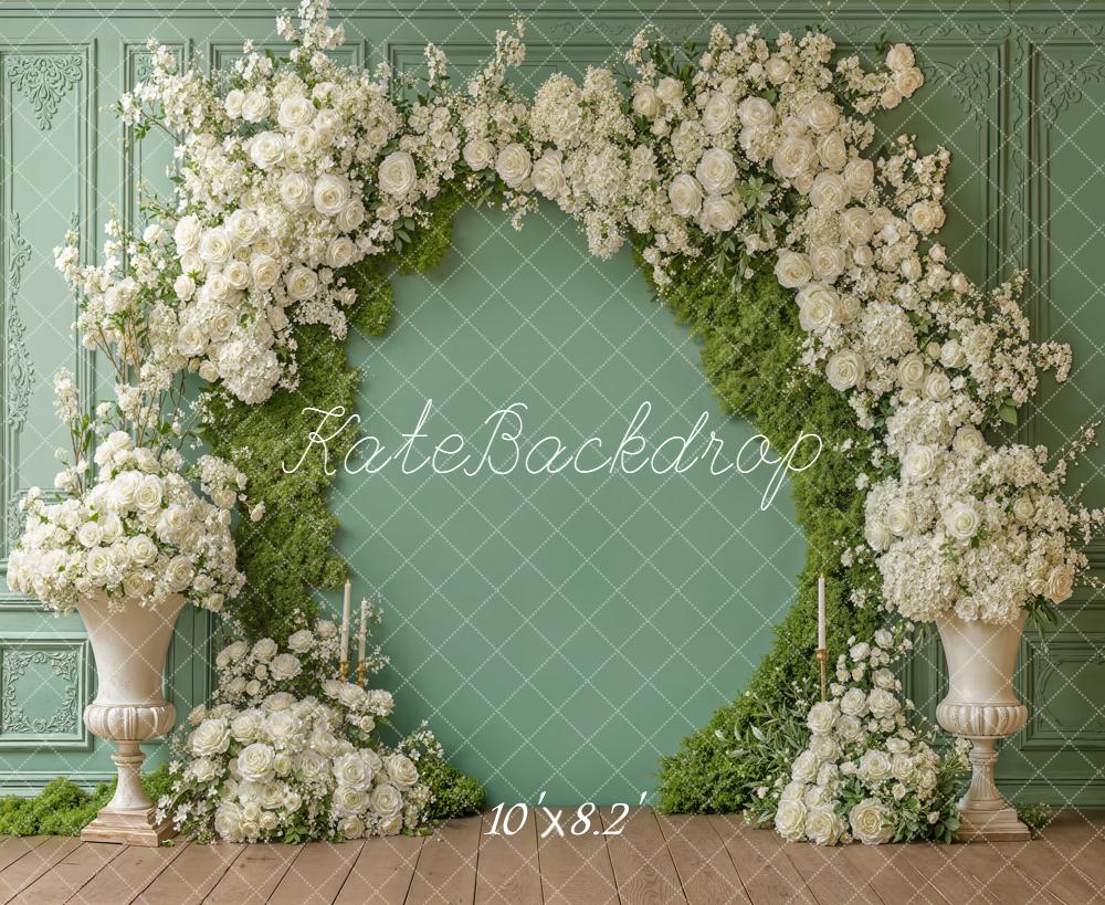Kate Spring White Roses Arch Ornate Panels Fleece Backdrop Designed by Emstselch - Image 3