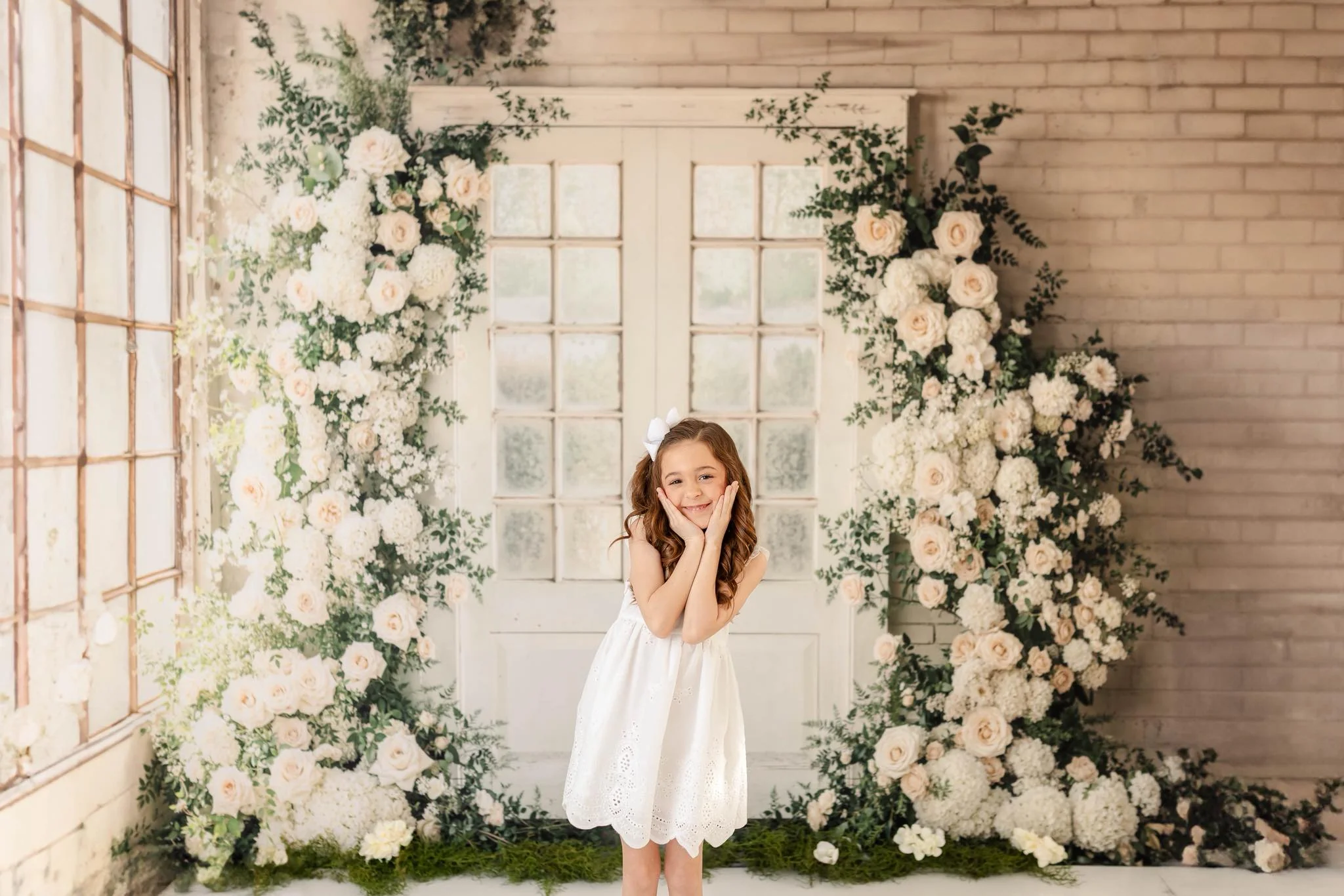 Kate Spring White Roses Arch Windows Backdrop Designed by Emetselch