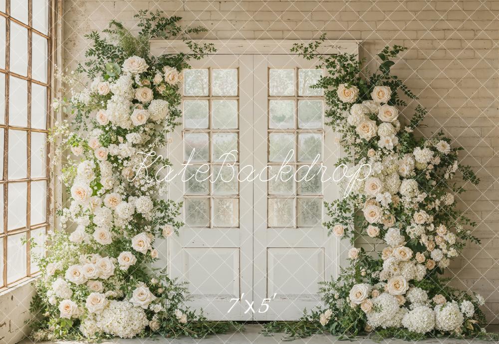 Kate Spring White Roses Arch Windows Backdrop Designed by Emetselch - Image 2