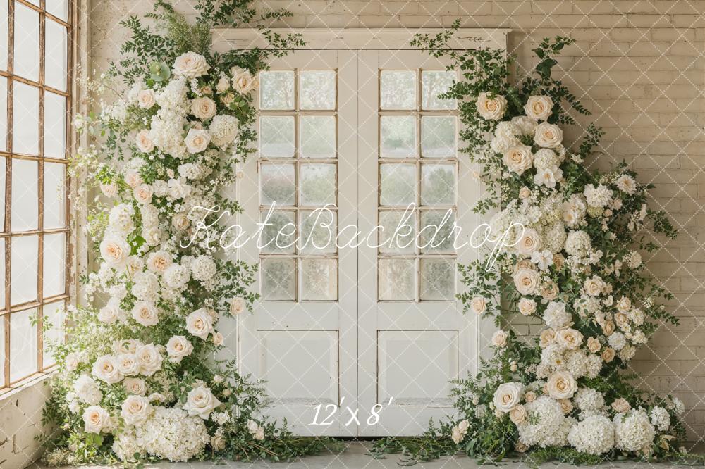 Kate Spring White Roses Doors Fleece Backdrop Designed by Emetselch - Image 4
