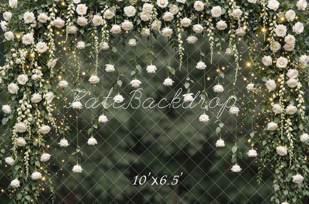 Kate Spring White Roses Greenery Backdrop Designed by Mini MakeBelieve - Image 4