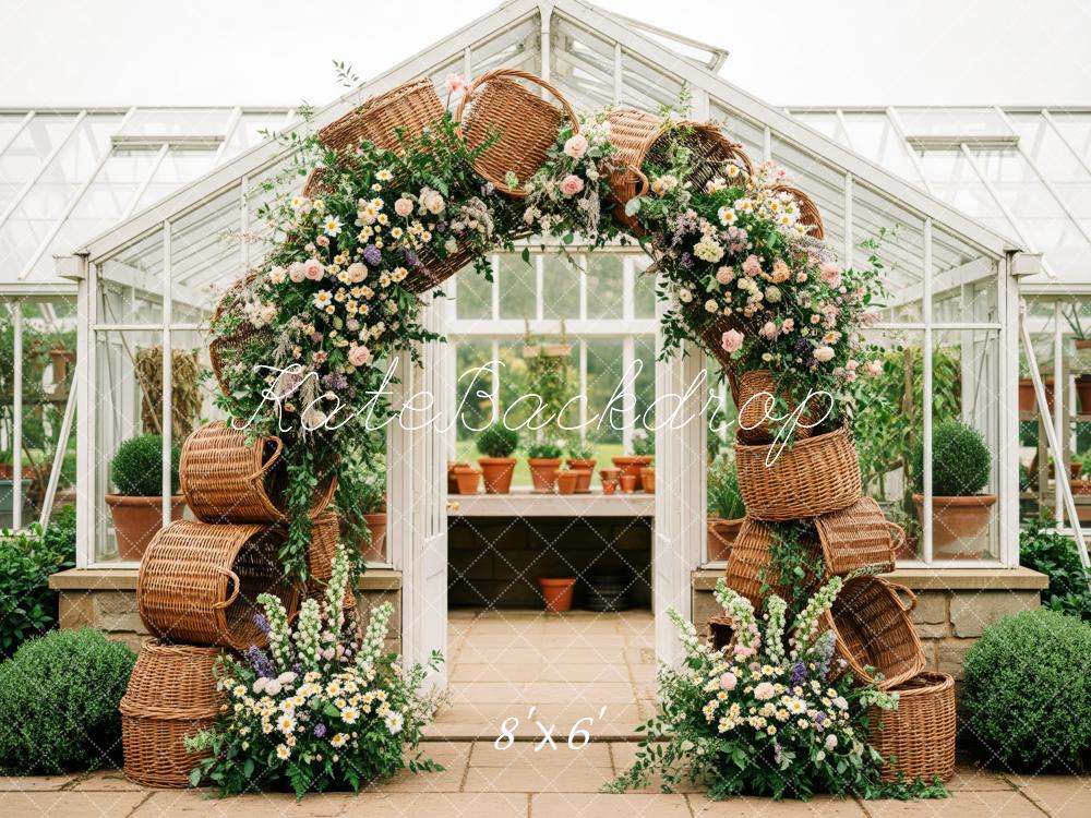 Kate Spring Wicker Baskets Fleece Backdrop Designed by Patty Robert