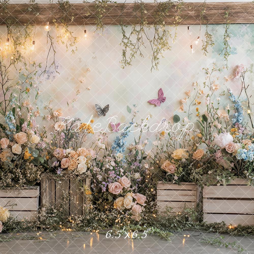 Kate Spring Wildflowers Floral Garden Butterfly Backdrop Designed by Ashley Paul - Image 2