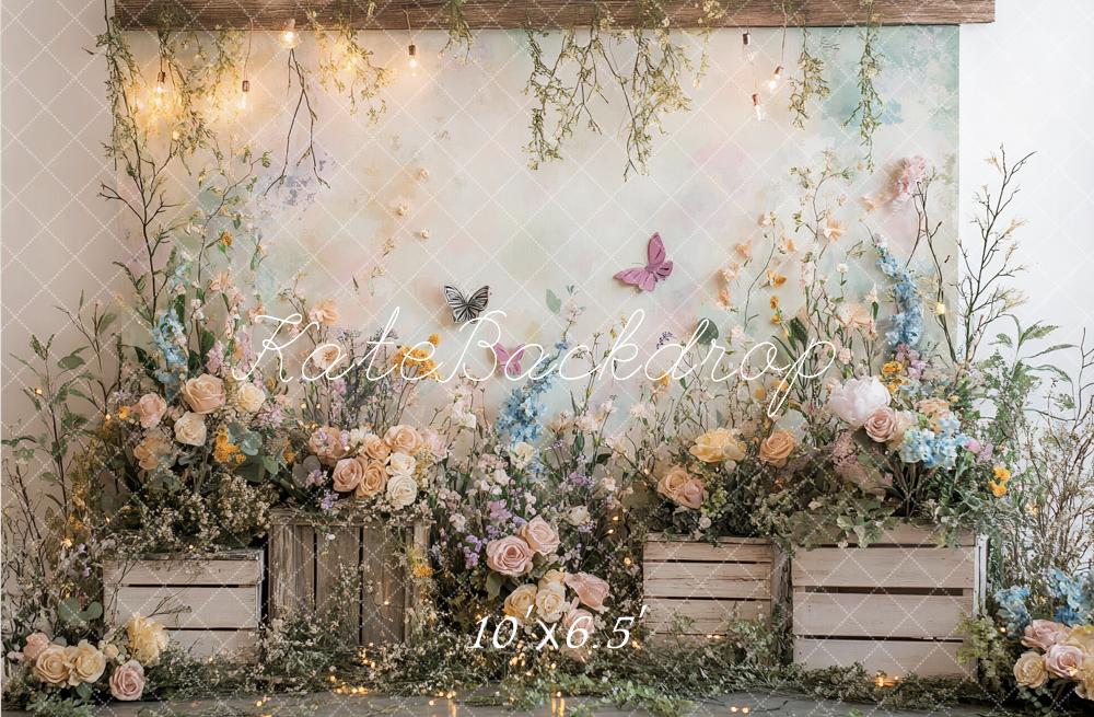 Kate Spring Wildflowers Floral Garden Butterfly Backdrop Designed by Ashley Paul - Image 4
