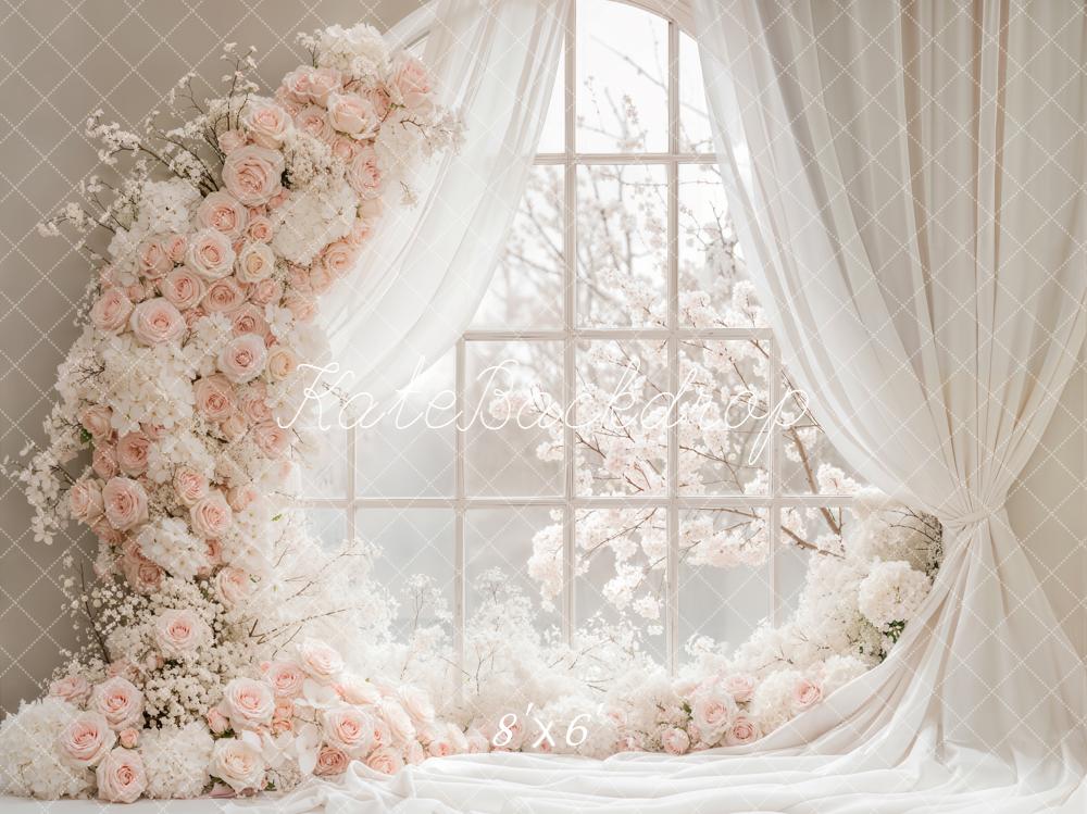 Kate Spring Window Blossoms Garland White Backdrop Designed by Emstselch - Image 5