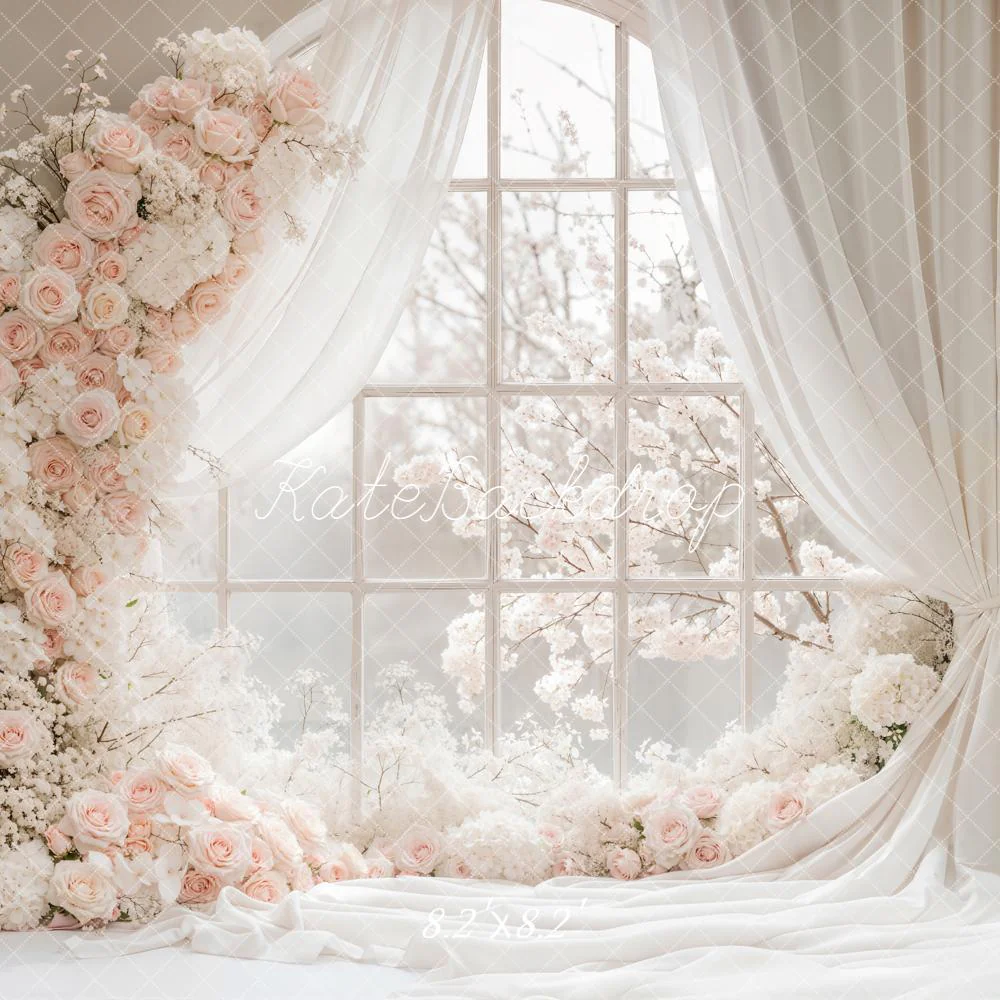 Kate Spring Window Blossoms Garland White Backdrop Designed by Emstselch - Image 7