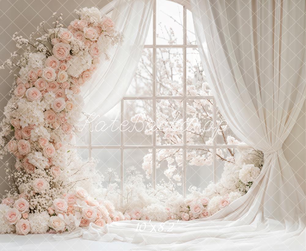 Kate Spring Window Blossoms Garland White Backdrop Designed by Emstselch - Image 8