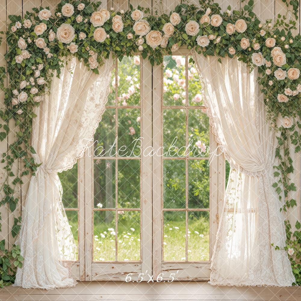 Kate Spring Window Garland Cream Curtain Backdrop Designed by Emstselch - Image 2