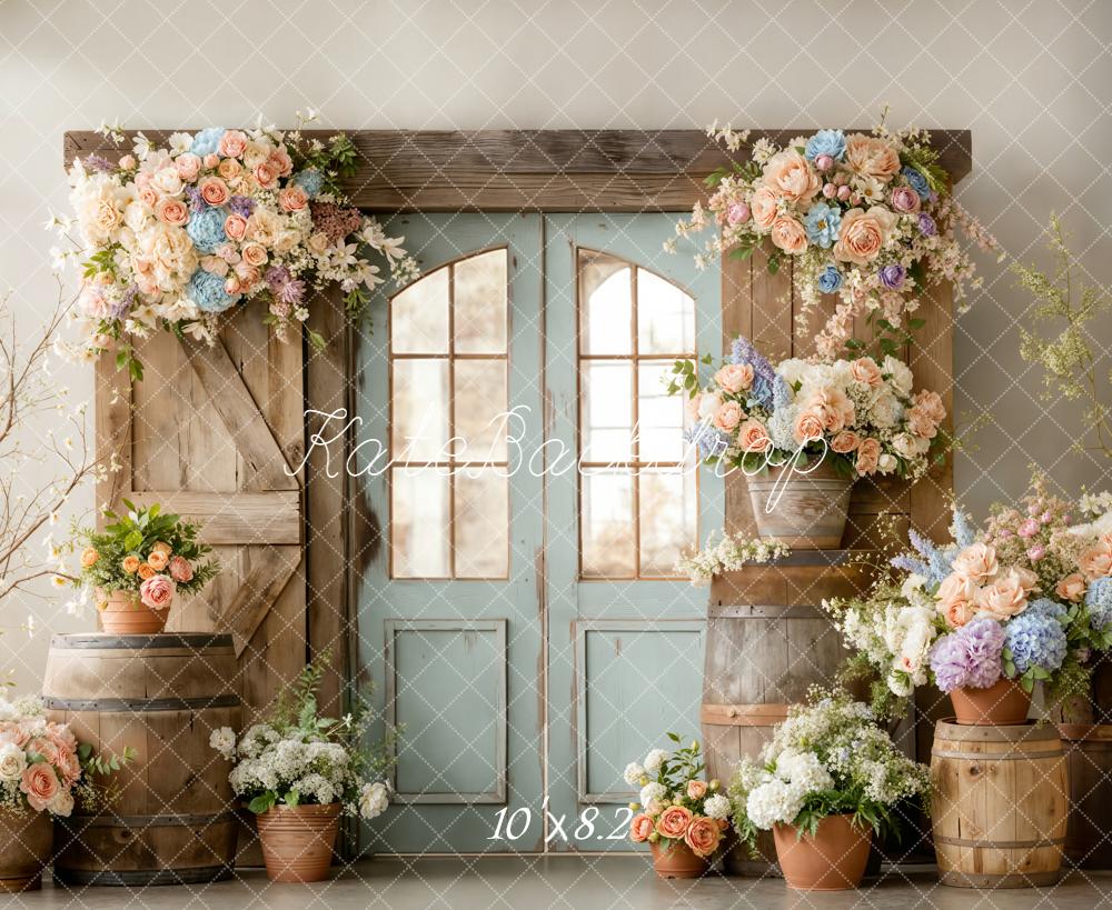 Kate Spring Wooden Doors Pastel Fleece Backdrop Designed by Emetselch - Image 3