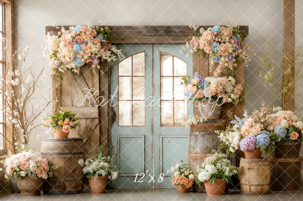 Kate Spring Wooden Doors Pastel Fleece Backdrop Designed by Emetselch - Image 4