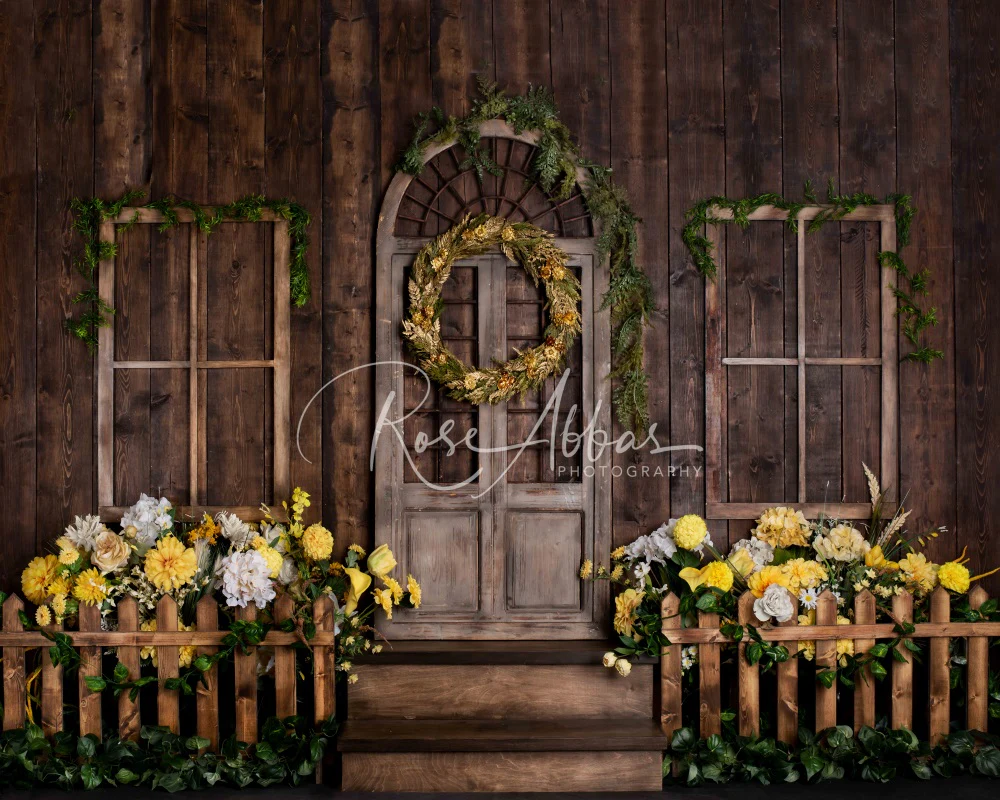 Kate Spring Wreath Wood Floral Backdrop Designed By Rose Abbas - Image 2