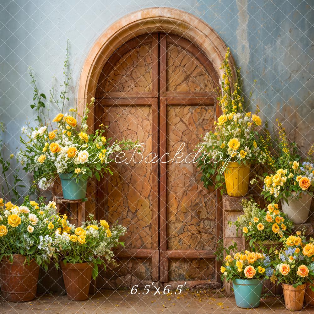 Kate Spring Yellow Flower Broken Brown Arch Door Backdrop Designed by Emetselch - Image 2