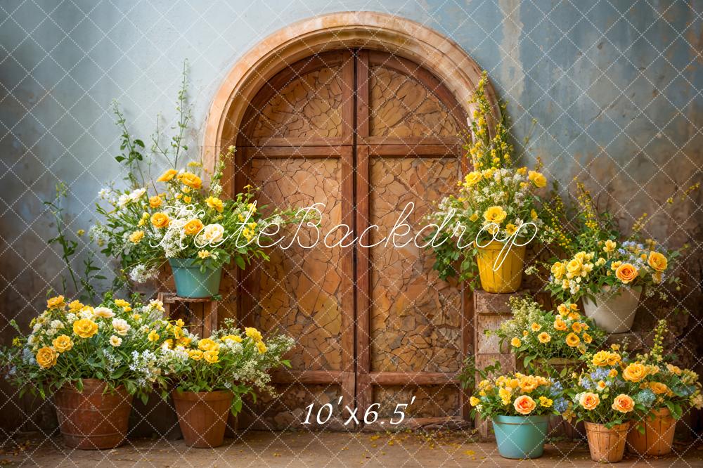 Kate Spring Yellow Flower Broken Brown Arch Door Backdrop Designed by Emetselch - Image 4