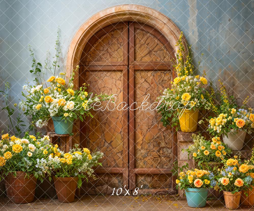 Kate Spring Yellow Flower Broken Brown Arch Door Backdrop Designed by Emetselch - Image 5