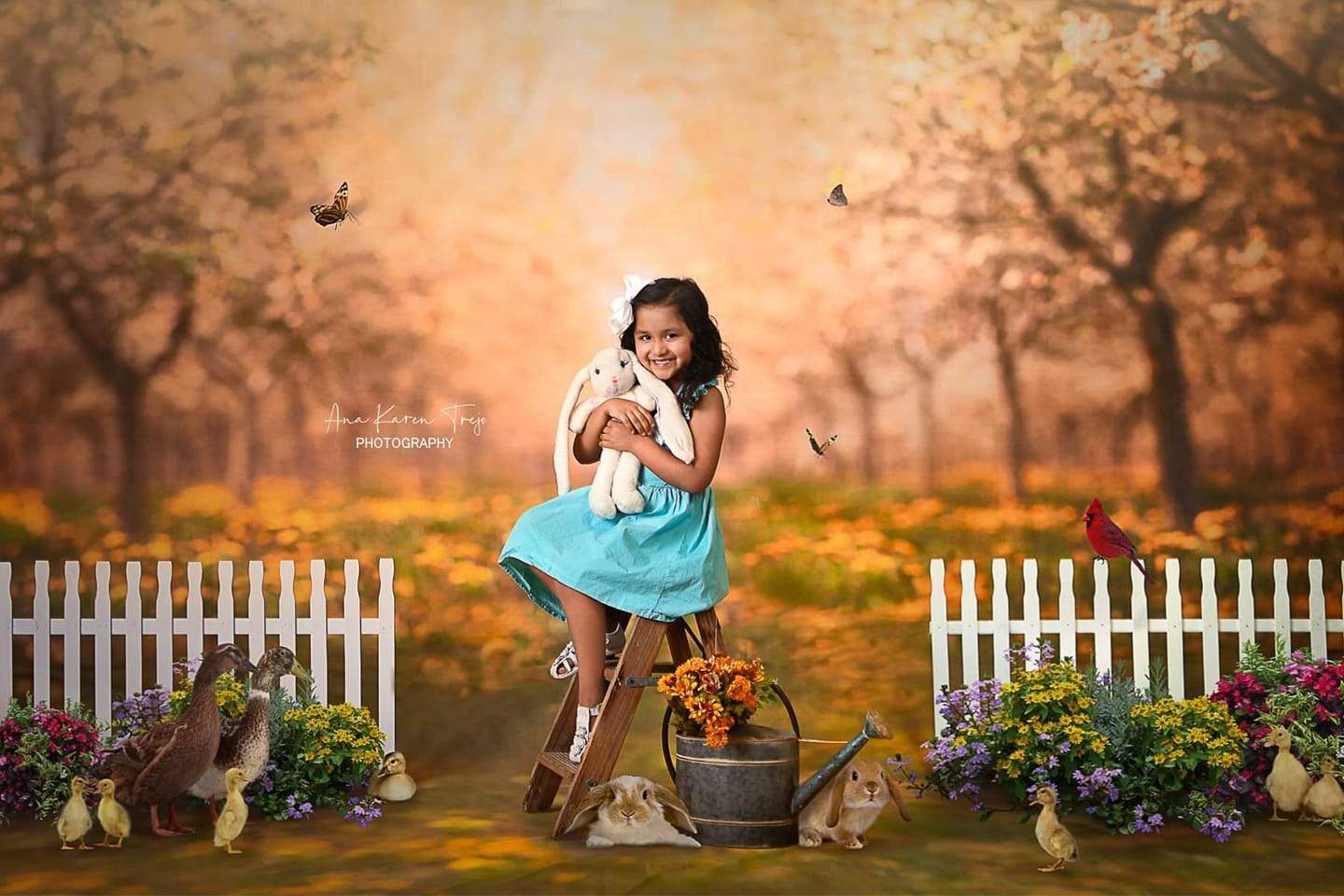 Kate Springtime Orchard in Yellow Backdrop for Photography Designed by Lisa Granden - Image 3