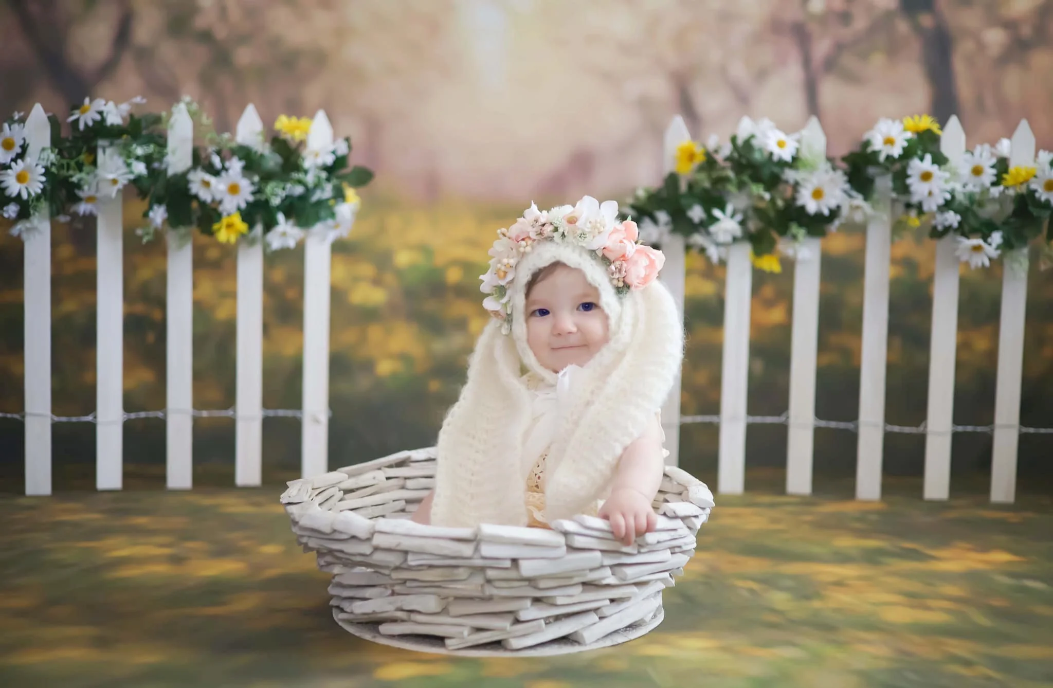 Kate Springtime Orchard in Yellow Backdrop for Photography Designed by Lisa Granden - Image 7