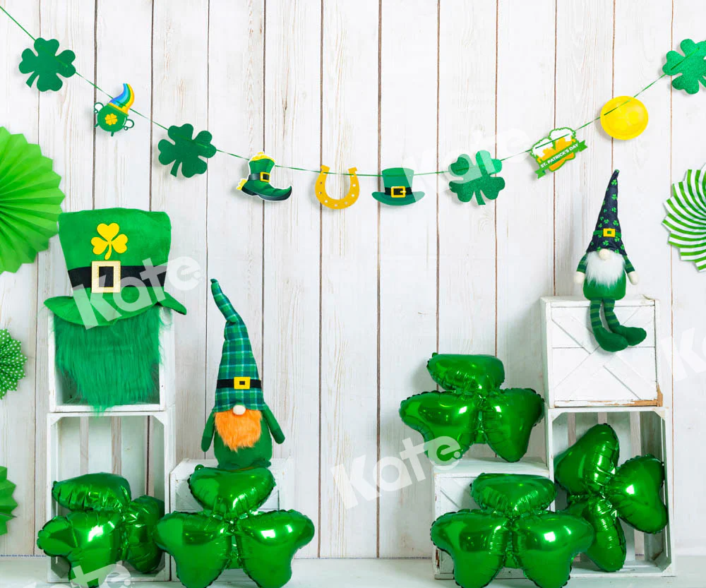 Kate St. Patrick's Day Clover Lucky Day Green Backdrop Designed by Emetselch - Image 3