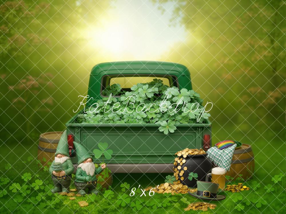 Kate St Patrick's Day Green Truck Shamrock Gnomes Backdrop Designed by Emetselch - Image 3