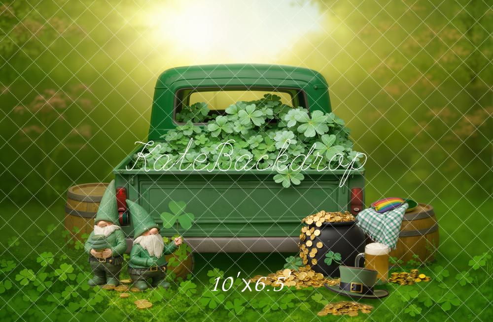 Kate St Patrick's Day Green Truck Shamrock Gnomes Backdrop Designed by Emetselch - Image 4